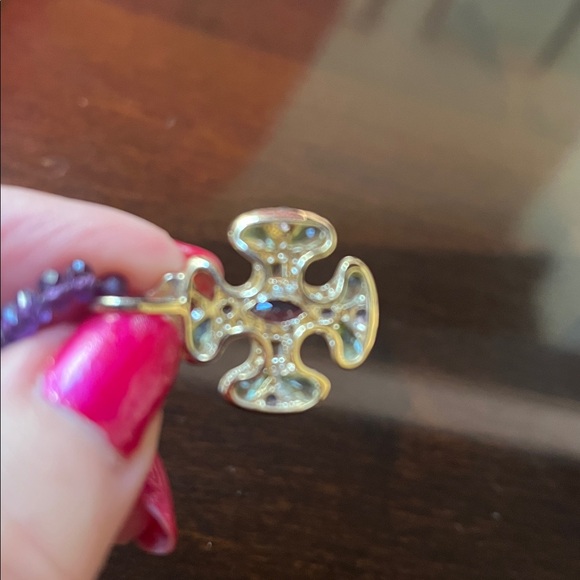 Multi Gemstone 14K Gold Cross Pendant - Picture 5 of 6